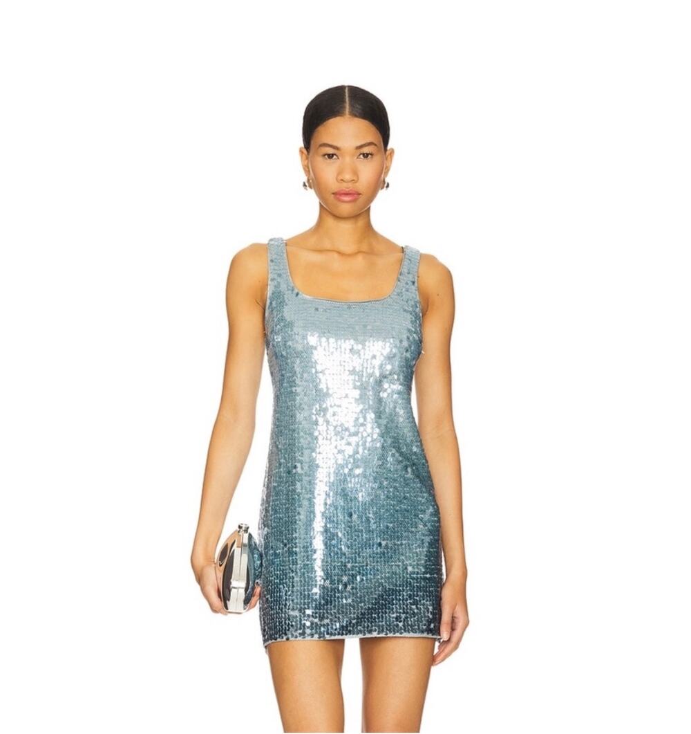NWT Simkhai Alayna Mini Dress Blue Ombre Sequin Mermaid Dress MSRP $595 Size 10